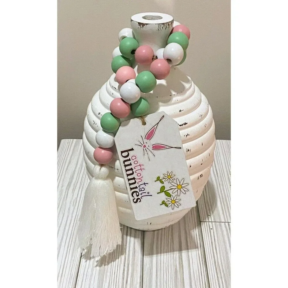 Easter Beaded Garland: Cottontail Bunnies Tier Tray Decor